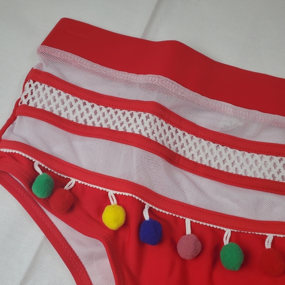Two Piece Bikini with Pom Pom Embellishments Small - Picture 4 of 9